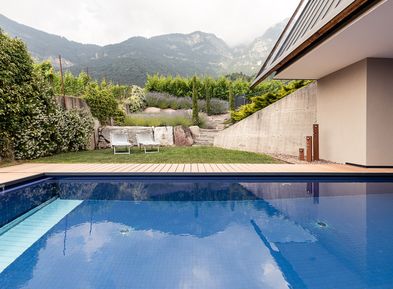 Solar-heated saltwater pool in the Villa Pernstich in Caldaro